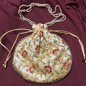 Embroidered and beaded evening bag